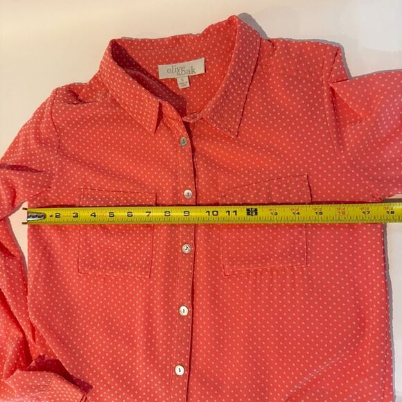 OLIVE & OAK | polka dot buttondown blouse | small | sheer - Picture 8 of 9
